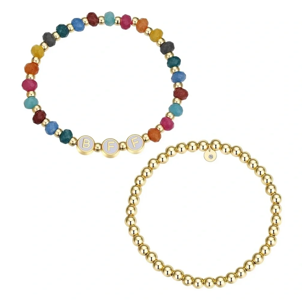 Unwritten Multi Color Quartz Bff Stone and Beaded Stretch Bracelet Set - Picture 2 of 6